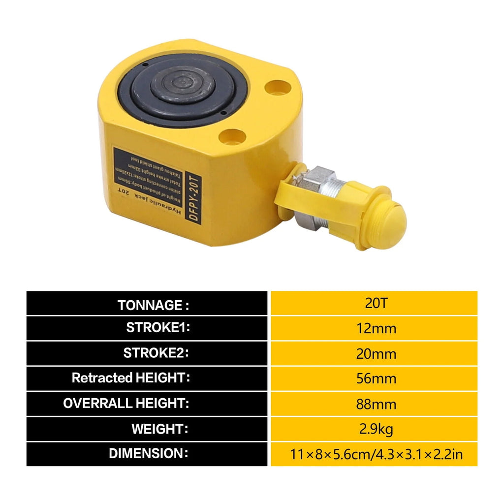 Multi Section 20Ton Hydraulic Service Jack Low Profile Pump w/CP-180 Manual Pump 20 ton Low Profile manual Hydraulic Ram Mini Jack Porta Power Kit 12mm Stroke CP-180 Hydraulic Manual Pump