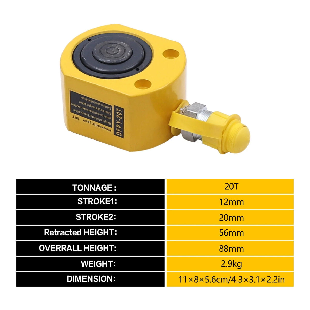 Multi Section 20Ton Hydraulic Service Jack Low Profile Pump w/CP-180 Manual Pump 20 ton Low Profile manual Hydraulic Ram Mini Jack Porta Power Kit 12mm Stroke CP-180 Hydraulic Manual Pump