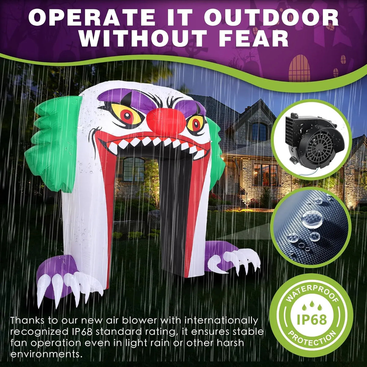 Giant 10 FT Halloween Inflatables Clown Archway Outdoor Decorations, Scary Halloween Arch Blow Up Yard Decorations for Front Yard Lawn Garden Decor