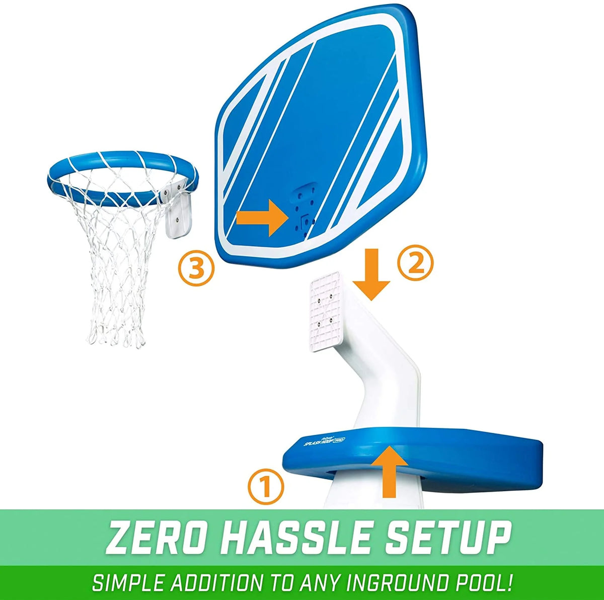 GoSports Splash Hoop Swimming Pool Basketball Game�� Includes Poolside Water Basketball Hoop�� 2 Balls and Pump