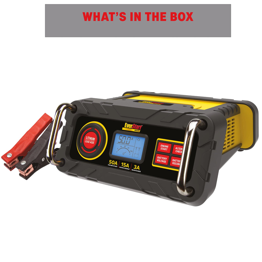 Everstart Maxx 15 Amp Automotive Battery Charger with 50 Amp Engine Start (BC50BE)-New
