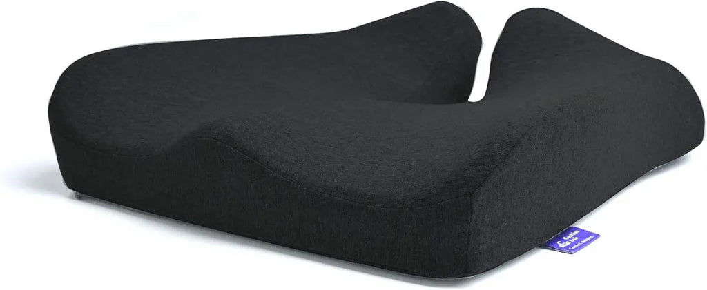 Patented Pressure Relief Seat Cushion for Long Sitting Hours on Office/Home Chair, Car, Wheelchair - Extra-Dense Memory Foam for Hip, Tailbone, Coccyx, Sciatica - Light Grey