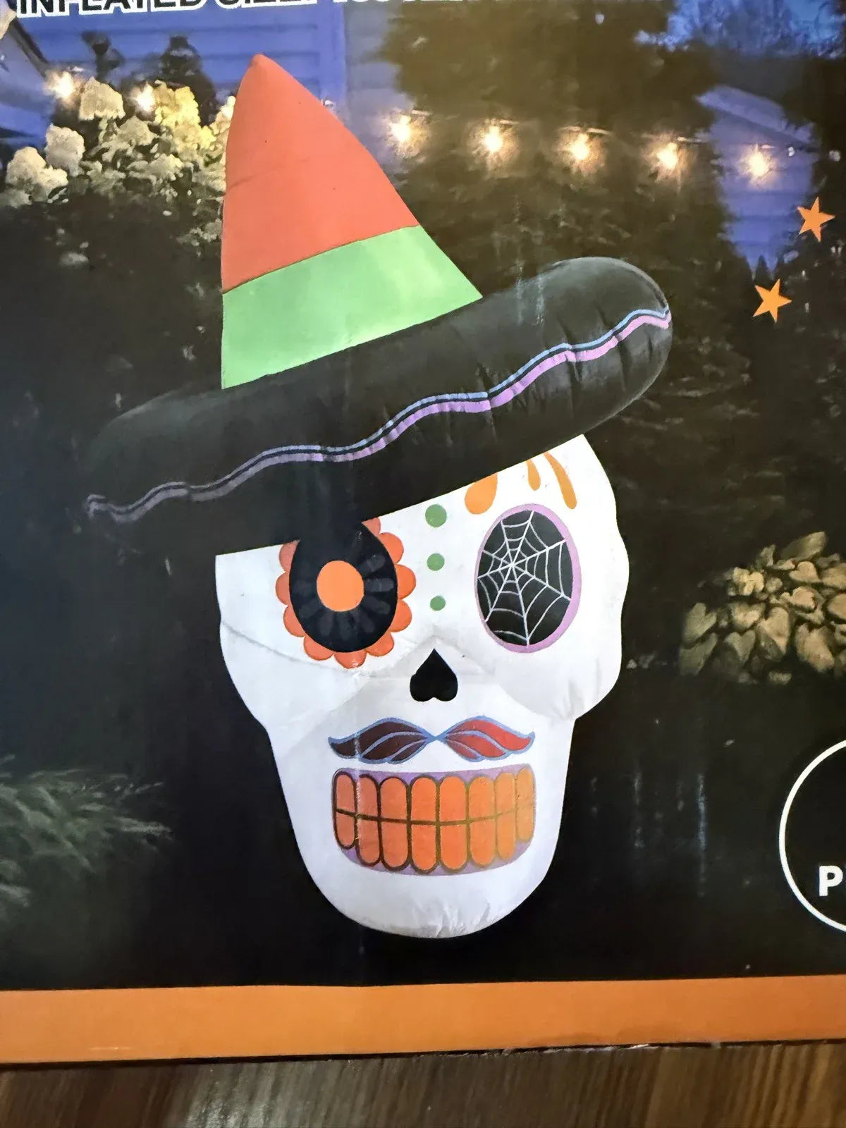 6' Inflatable Sugar Skull Halloween Dia De Los Muertos LED Outdoor Tested-WORKS