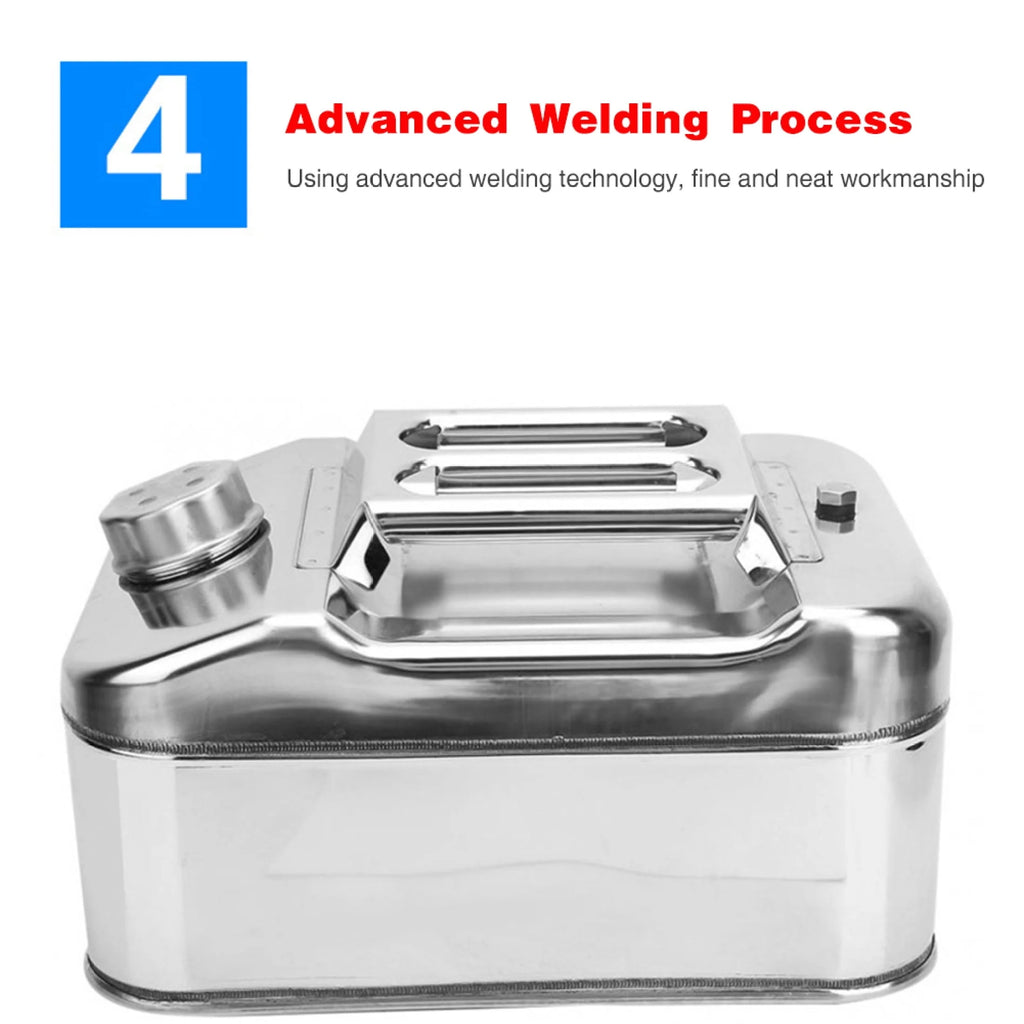 EUBUY 304 Stainless Steel Jerry Can Car Canister Holder Storage Tank with 3 Handles for Water Petrol Oil Water Alcohol 20L