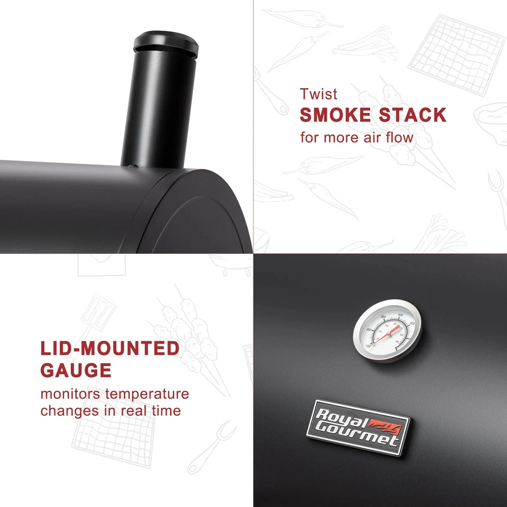 Royal Gourmet CC1830W 30 Barrel Charcoal Grill with Offset Smoker