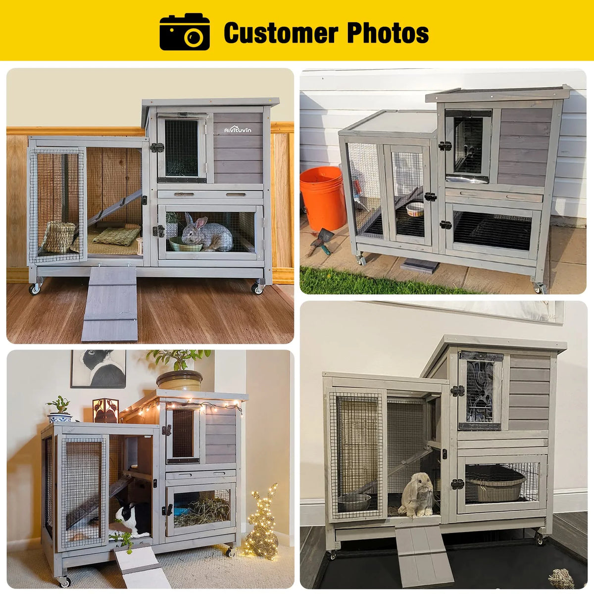 Aivituvin Rabbit Hutch / House Large Bunny Cage, Indoor Outdoor (Style1)