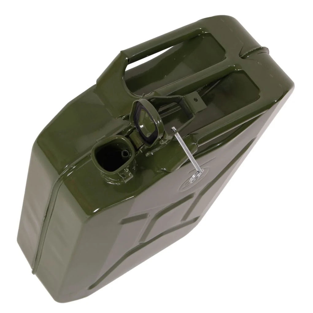 Portable 5 Gallon Petrol Jerry Can with Spout, 20L 0.6mm Cold Rolled Steel Gasoline Fuel Container Caddy Tank, for Emergency Backup (Red)