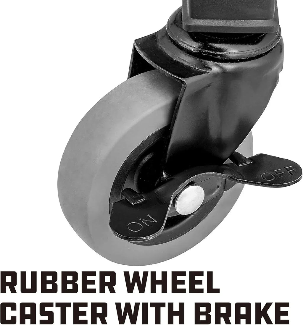 Powerbuilt Rolling Stool Shop Seat with Padding and Lumbar Support, Garage, 330 Pound Capacity - 240338, Black