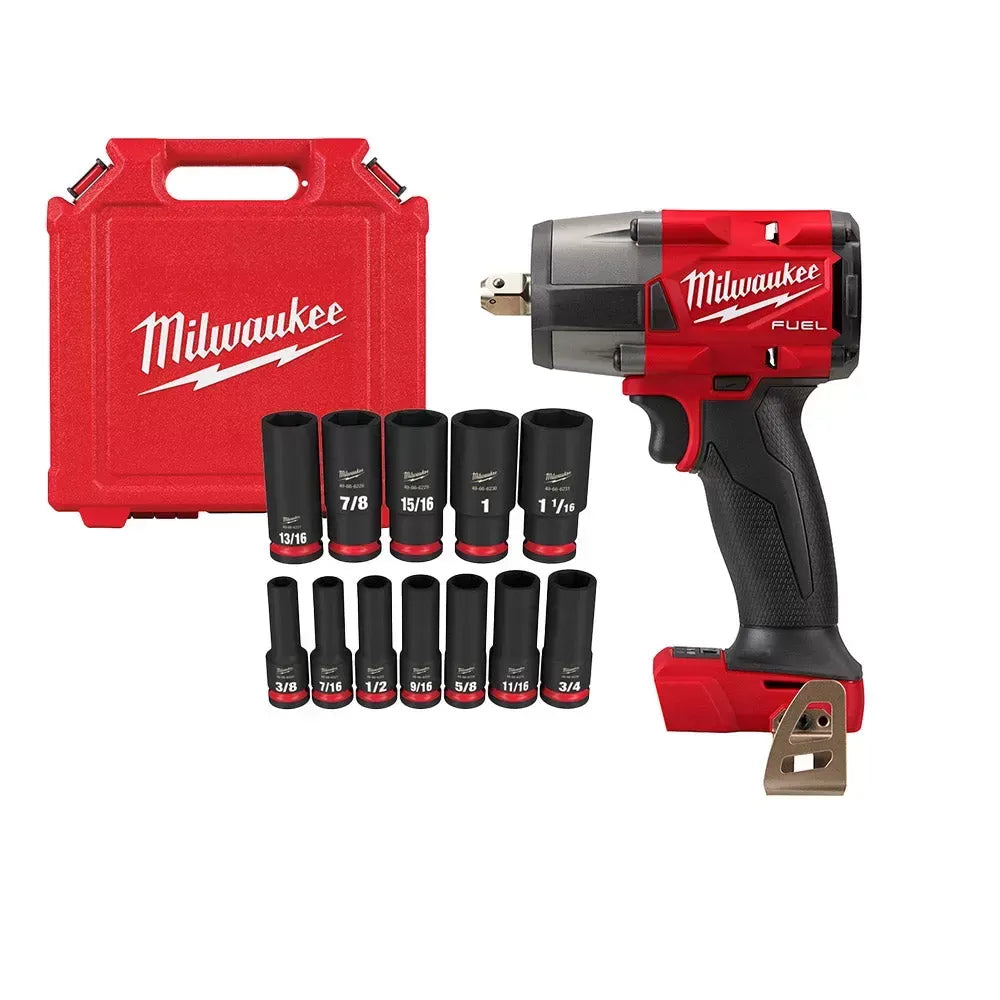 Milwaukee 2962P M18 FUEL 18V 1/2 Mid Torque Imapct w/ SAE Socket Set - 12 PC