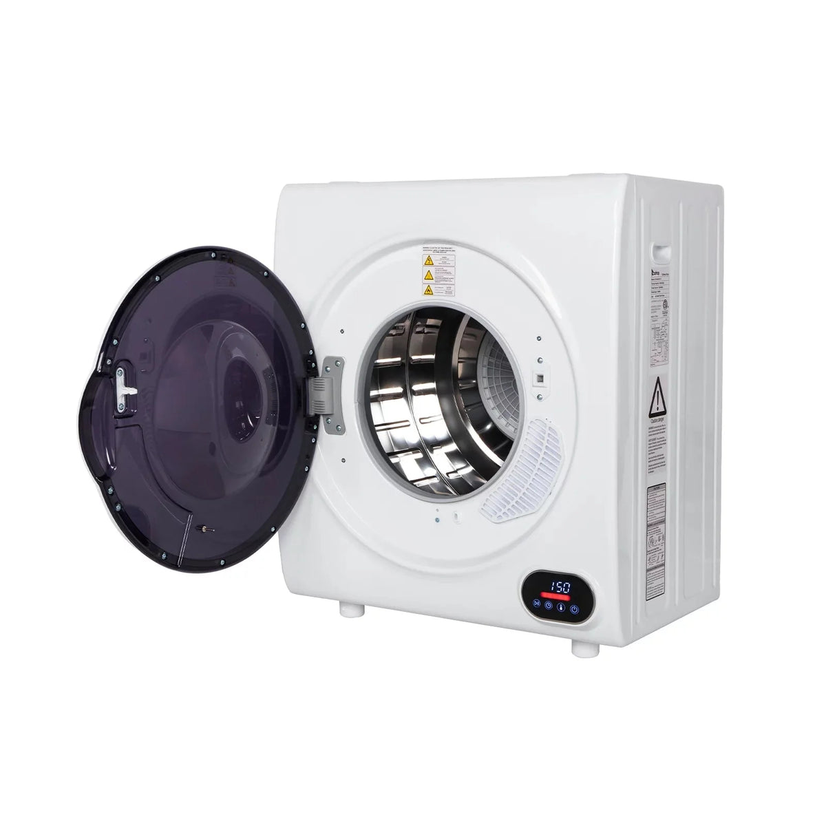 Compact Portable Household Clothes Dryer with LED Display, 2.6CUFT Drum Dryer - White, 110V 4KG Capacity, Energy Efficient Home Appliance