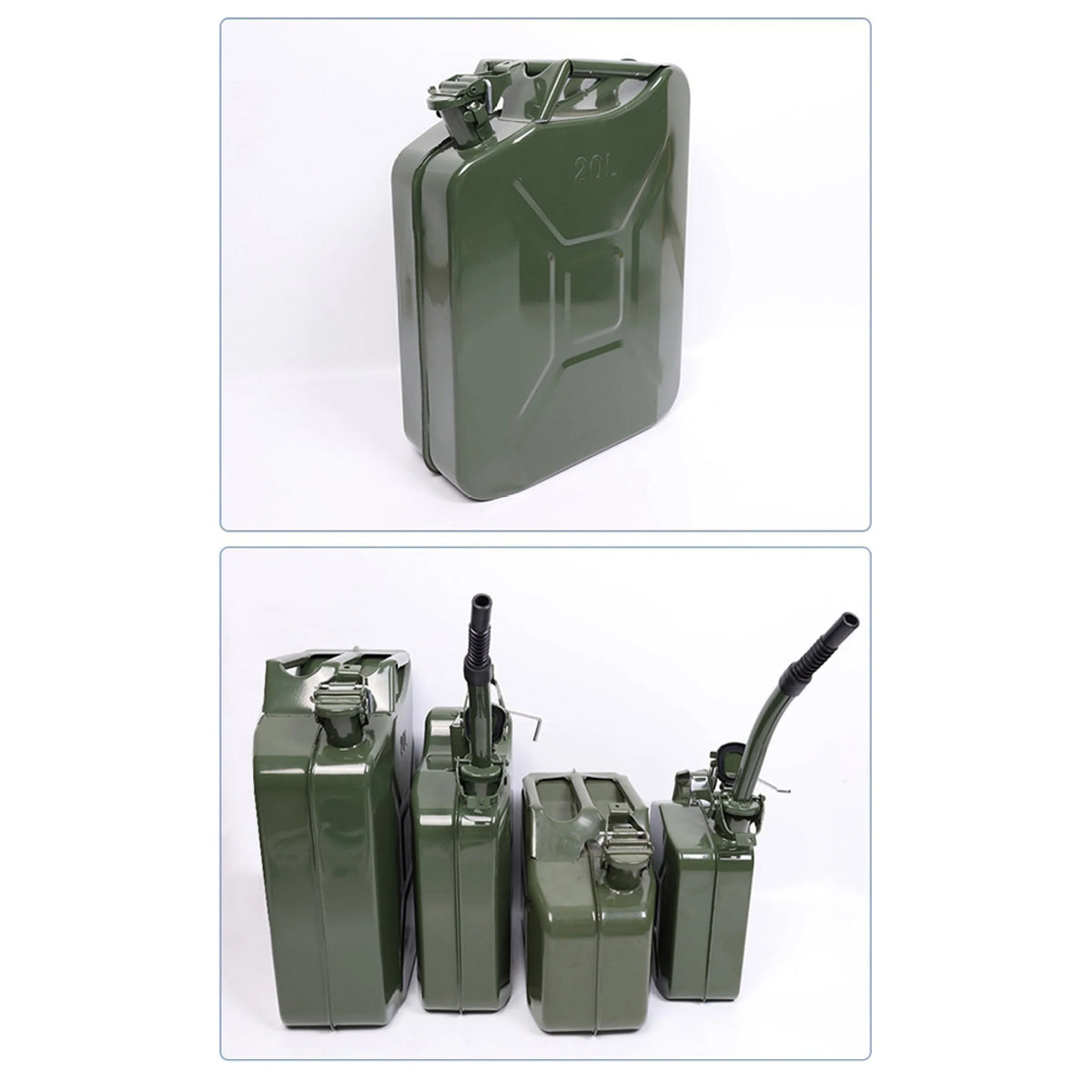MoreChioce 10L Green Metal Jerry Can Store Container with Fixed Spout for Petrol Oil Water Alcohol