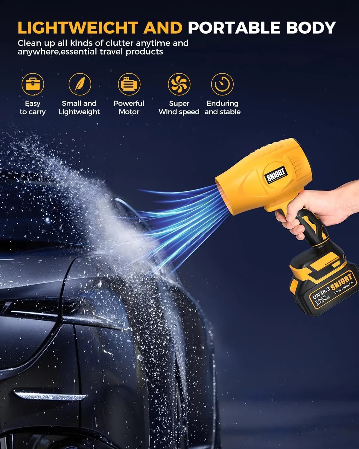 Leaf Blower Cordless with Battery and Charger,500,000 RPM,Extended Nozzle,Lightweight Handheld Design,Blower for Patio Cleaning