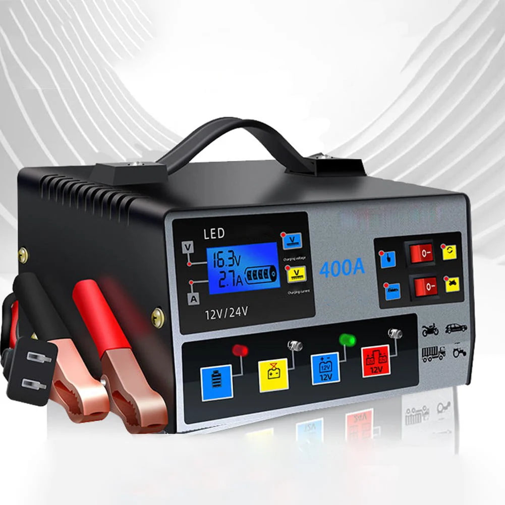 ALSLIAO Car Battery Charger Fully Automatic High Frequency Intelligent Pulse Repair LCD