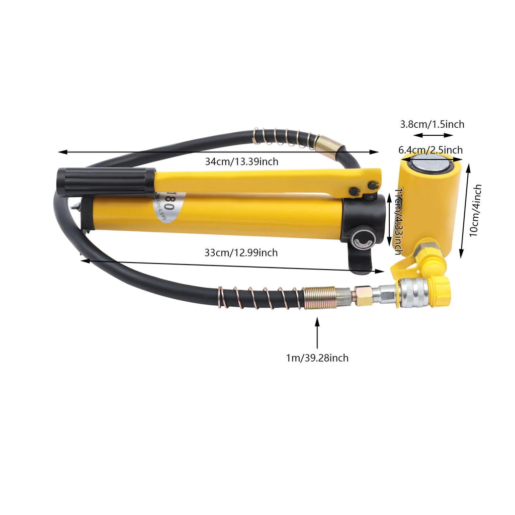 10T Hydraulic Cylinder Jack Low Profile Porta Power Ram RSC-1050 Single Acting 10T Hydraulic Ram Cylinder Jack with CP-180 Hydraulic Hand Pump for Machinery 10T Hydraulic Cylinder Ram Jack