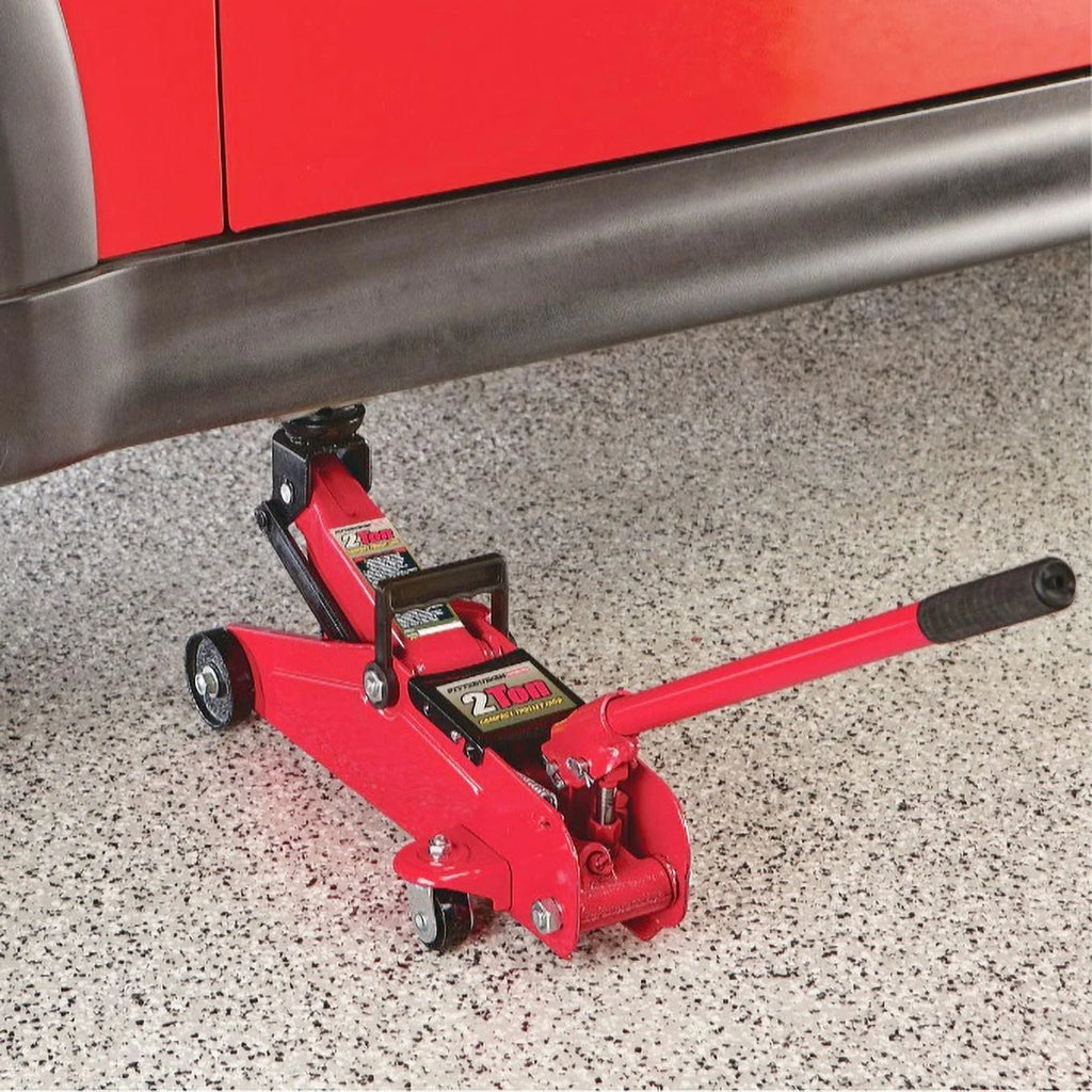 Low Profile Floor Jack 2 Ton Trolley Jack 4000LBS Capacity Heavy Steel Jack 5-3/8 to 13 Lifting, RED