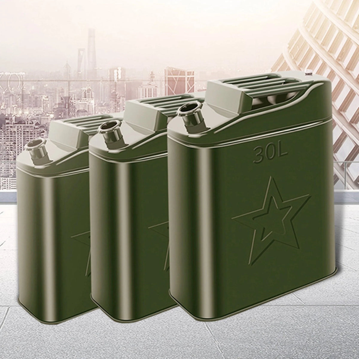 MoreChioce 20 Litre Metal Jerry Can Car Canister Holder Storage Tank with 3 Handles for Water Petrol Oil Water Alcohol