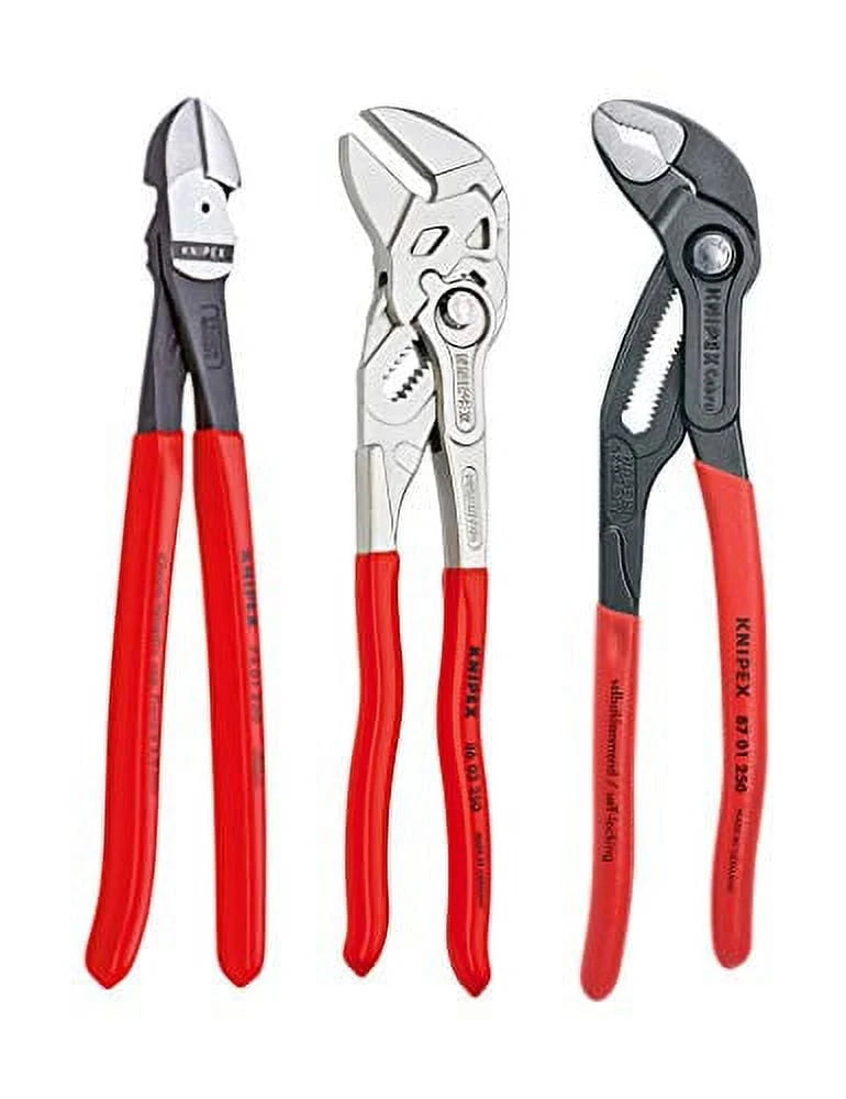 KNIPEX Tools 9K 00 80 117 US, Cobra, Pliers Wrench, Diagonal Cutters 10-Inch Set, 3-Piece