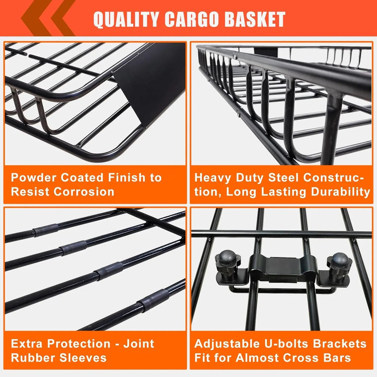 MeeFar Roof Rack Carrier Basket Universal Rooftop 65 X 39 X 6 Large Size Roof Rack + Waterproof Bag 20 Cubic Feet (51 40 17), and Cargo Net with Attachment Hooks, Ratchet Straps