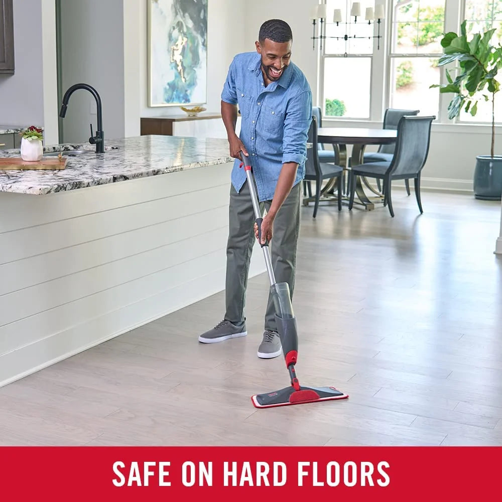 Rubbermaid Reveal Spray Microfiber Floor Cleaning Kit for Laminate and Hardwood Floors， Spray Mop with Reusable Washable Pads， Commercial