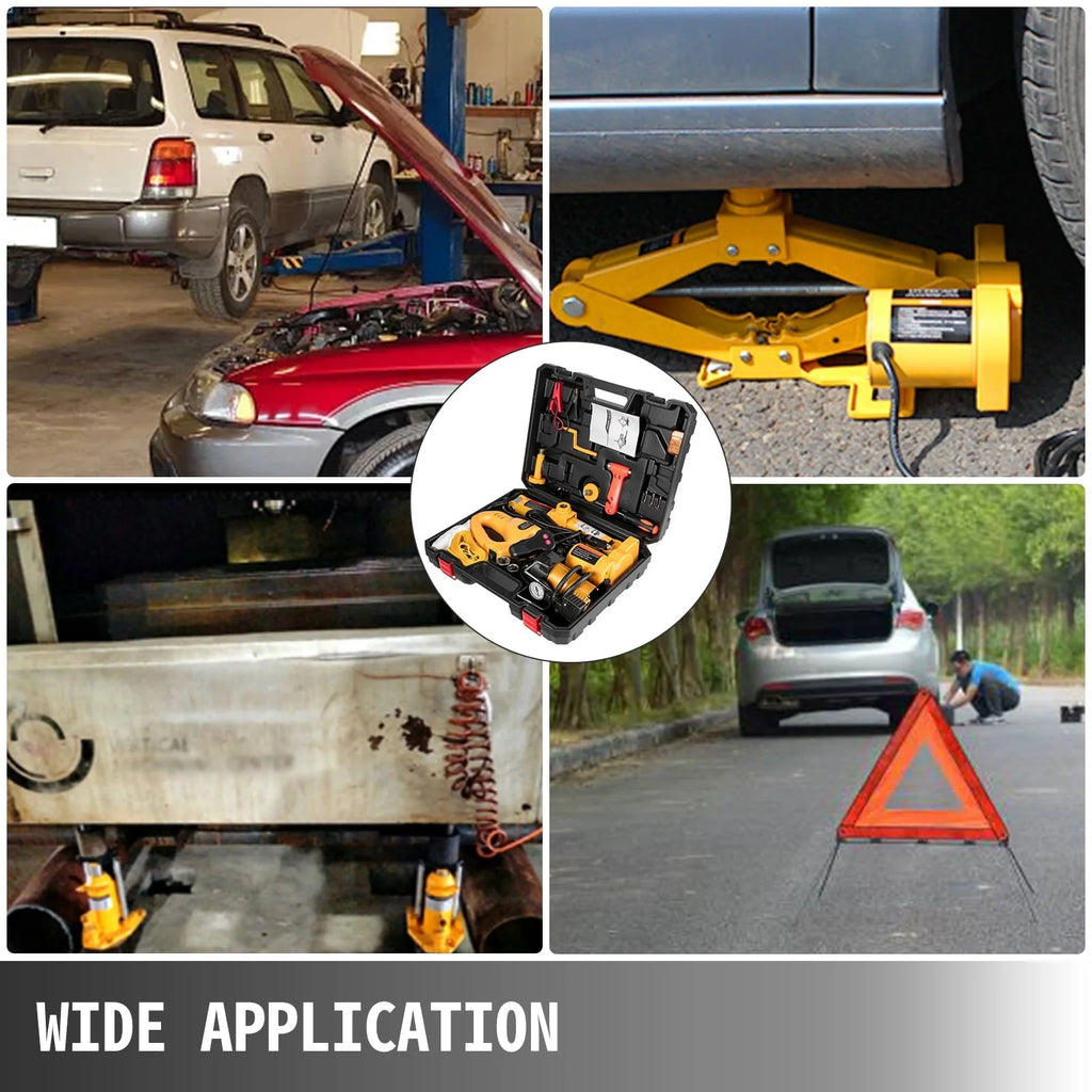 BENTISM 3 Ton Electric Scissor Car Jack Floor Jack Lift w/Impact Wrench & Inflator Pump