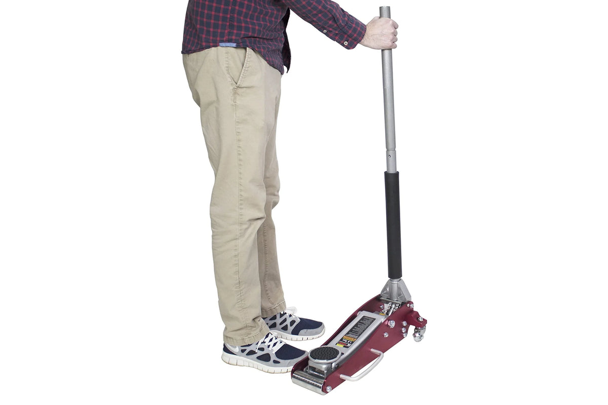 K Tool International 63094 1.5 Ton Low Profile Service Floor Jack for Garages, Repair Shops, and DIY, 3,000 lbs. Capacity, Aluminum/Steel Hybrid, Hydraulic Lifting Range 3.15 - 14, Red/Silver