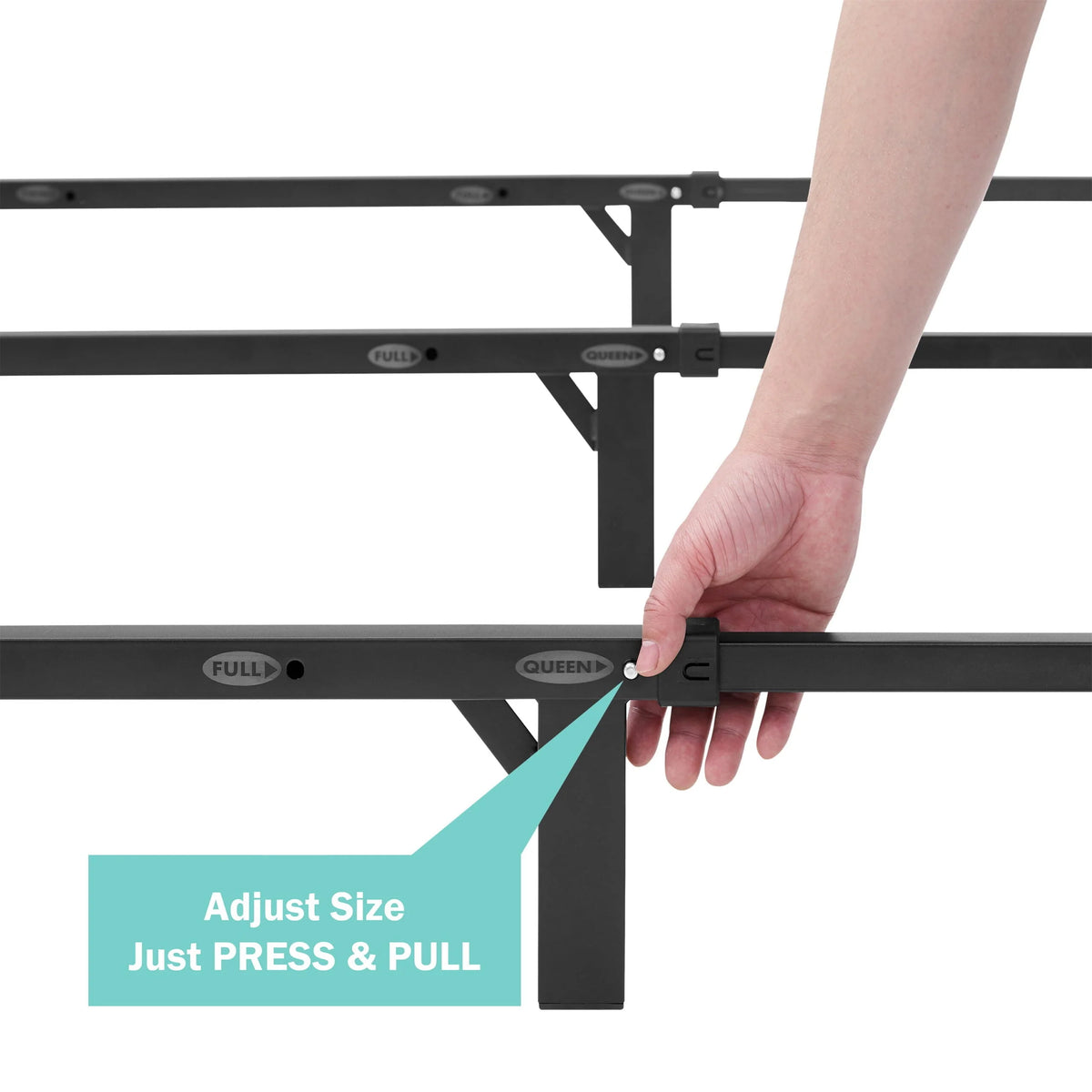 Mainstays 7 Adjustable Metal Bed Frame， Black， Adjusts Twin - Queen