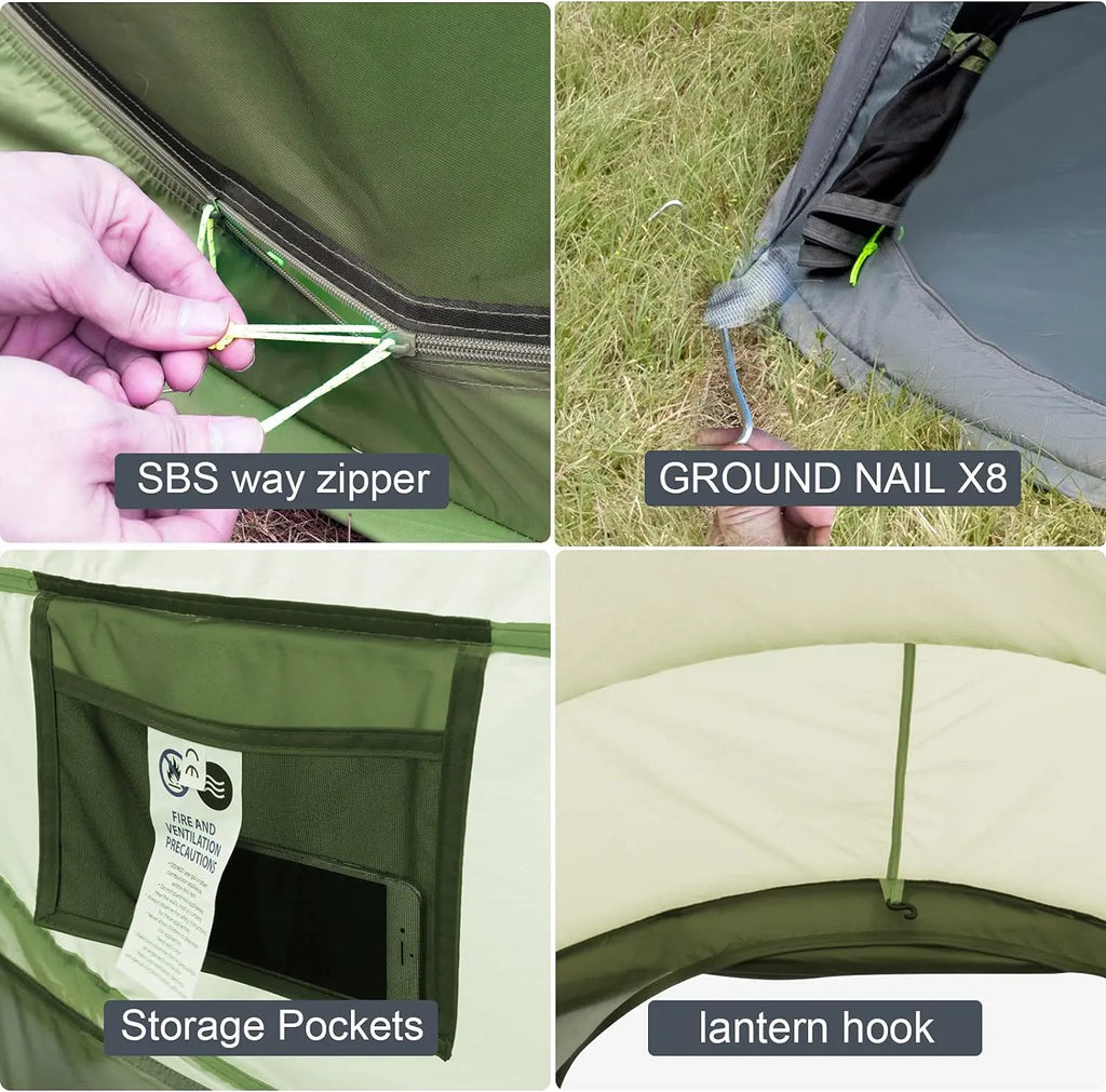 4 Person Easy Pop Up Tent Waterproof Automatic Setup 2 Doors-Instant Family Tents for Camping Hiking & Traveling