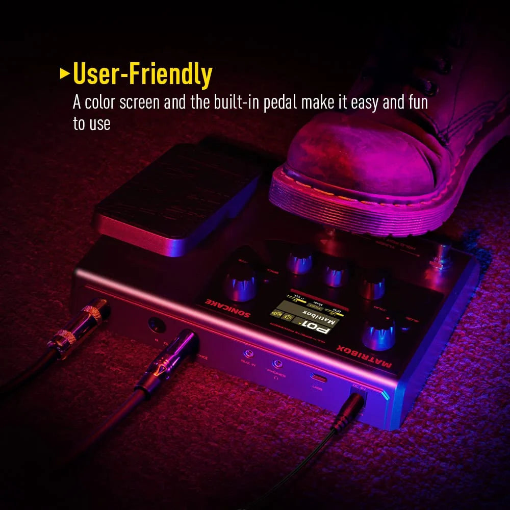 SONICAKE Multi Effects Processor with Expression Pedal Guitar Bass Amp Modeling IR Cabinets Simulation Stereo OTG USB Audio Interface Matribox
