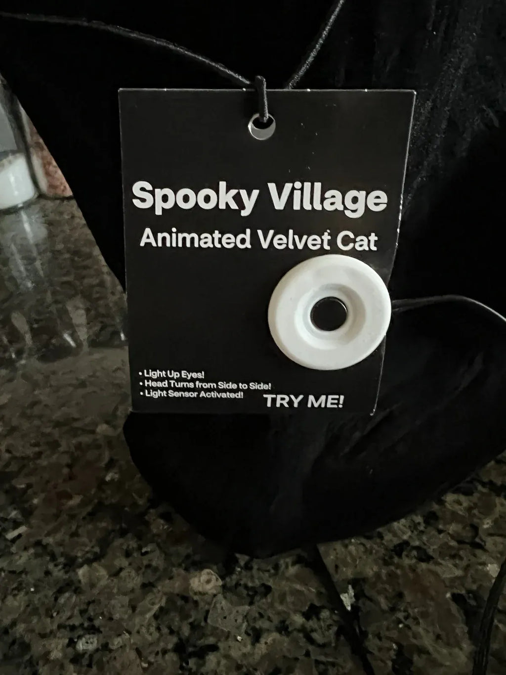 New! Halloween Spooky Village Animated Velvet Cat Motion Sensor 15.5 inch