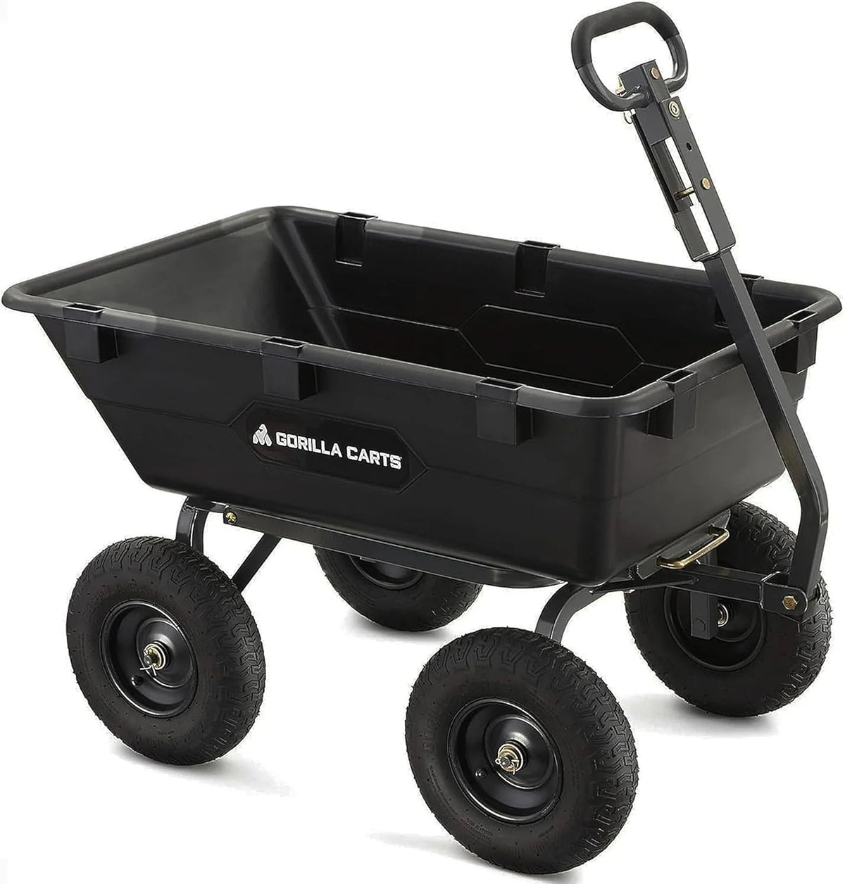 Heavy Duty Poly Utility Dump Wagon Garden Cart w/Pneumatic Tires, 6 Cu Ft - 1200 lb Capacity Outdoor Wheelbarrow for Yard, Landscaping & Gardening, Lawn Tractor or ATV Towable-Gorilla Carts
