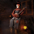Halloween Animatronics Banjo Skeletons Decorations, Animated Skull with Sound Ac
