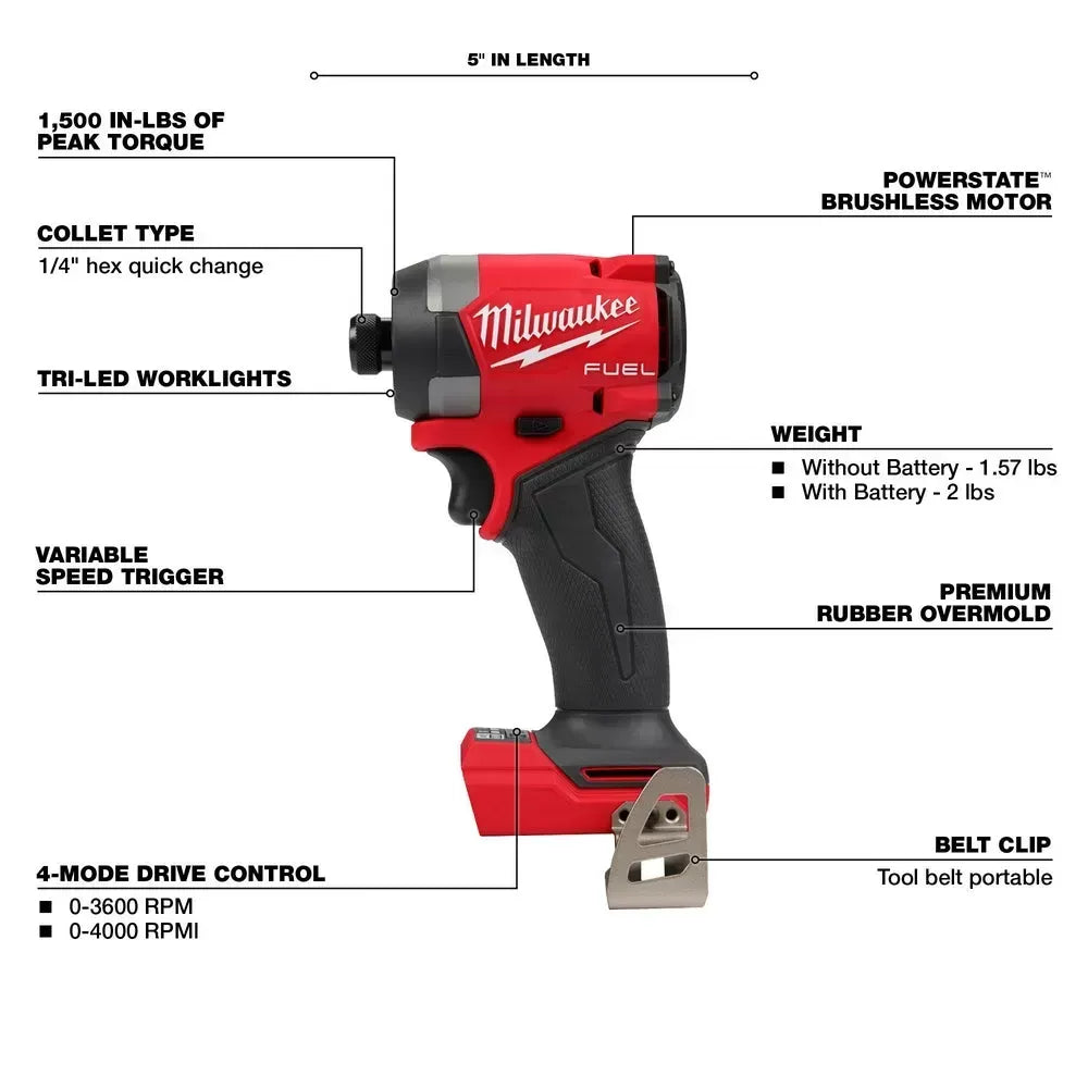 Milwaukee 3698-24MT M18 FUEL 18V Cordless 4 Tool Combo Kit w/ 18V Battery Packs