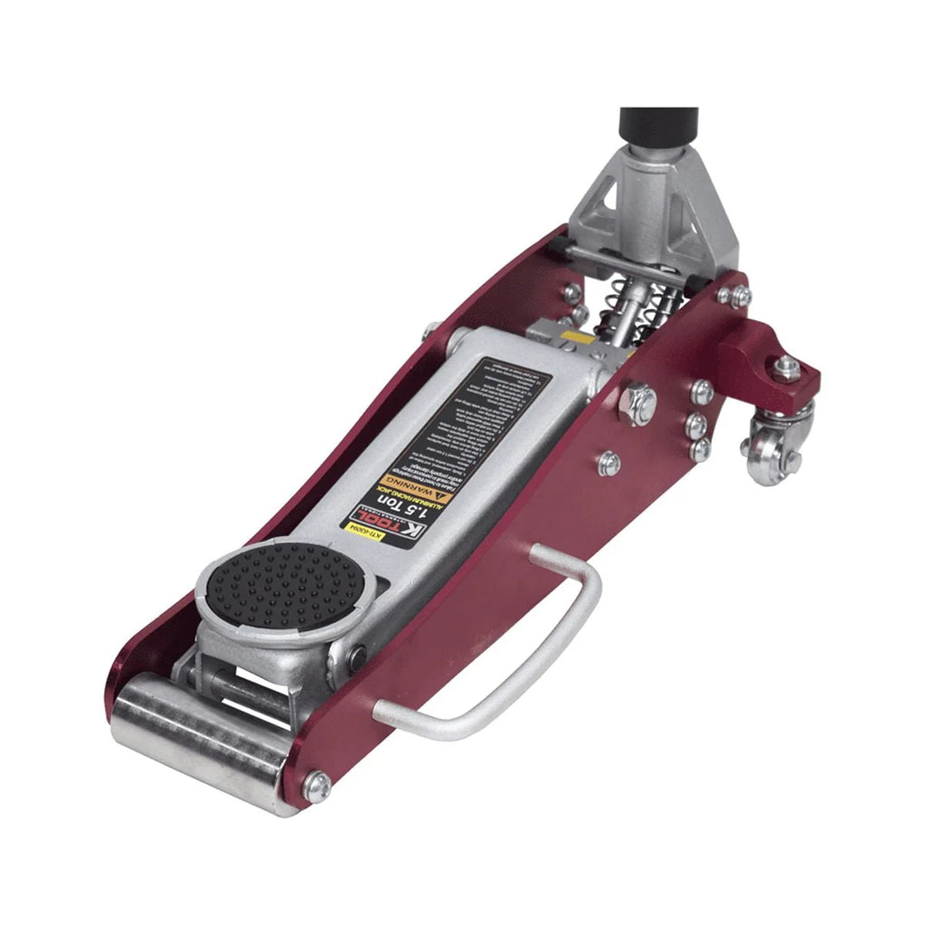 K Tool International 63094 1.5 Ton Low Profile Service Floor Jack for Garages, Repair Shops, and DIY, 3,000 lbs. Capacity, Aluminum/Steel Hybrid, Hydraulic Lifting Range 3.15 - 14, Red/Silver