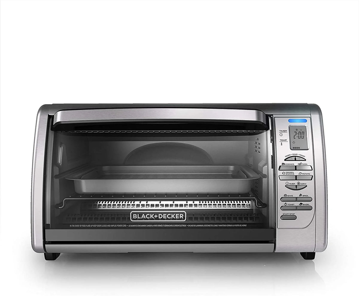 BLACK+DECKER 02648008504 Countertop Convection Toaster Oven， Silver， CTO6335S