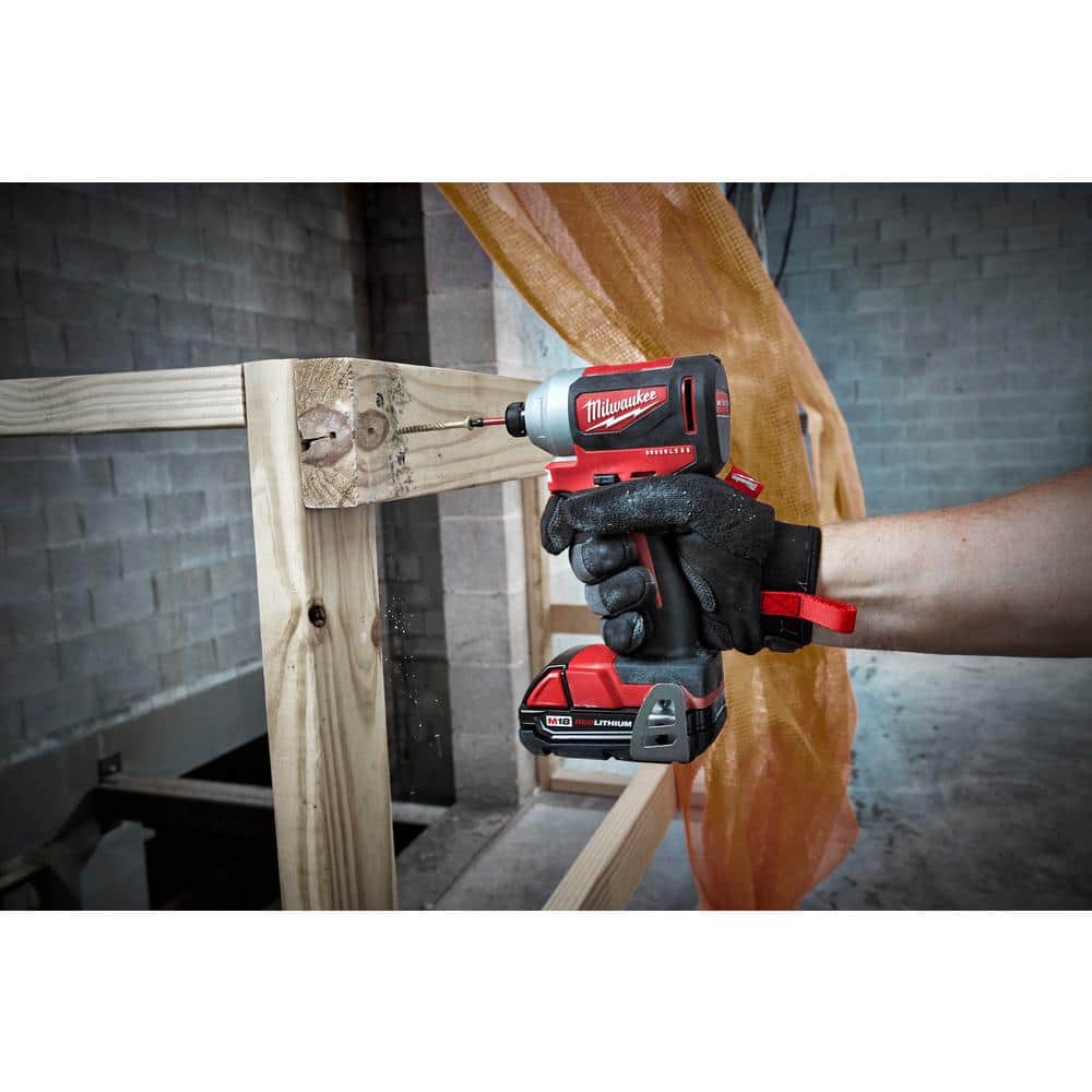 M18 18V Lithium-Ion Brushless Cordless Compact Drill/Impact Combo Kit (2-Tool) W/ (2) 2.0Ah Batteries, Charger & Bag 2892-22CT