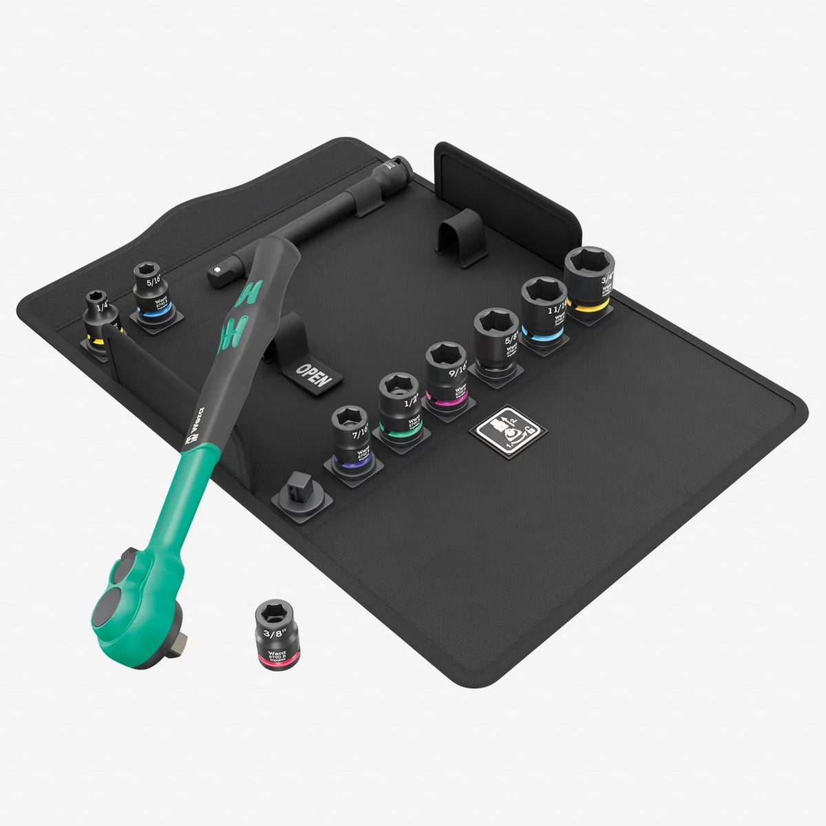 Wera 005531 8100 SB 13 Zyklop Comfort Ratchet set, Reversible, 3/8 Drive, Imperial, 11 Pieces