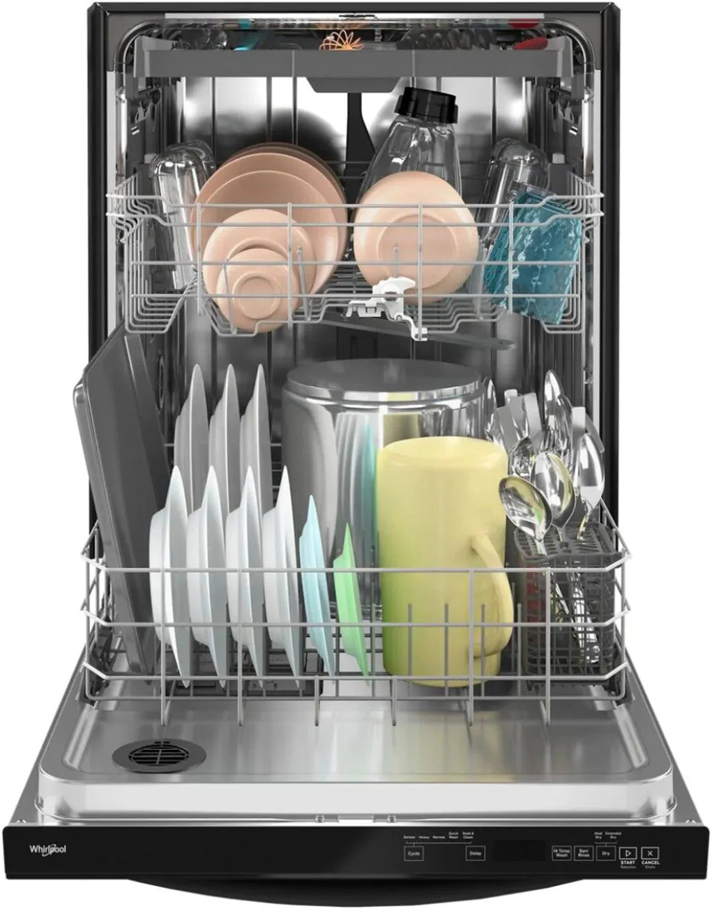Whirlpool - 24 Top Control Built-In Dishwasher with Stainless Steel Tub, Large Capacity, 3rd Rack, 47 dBA - Black