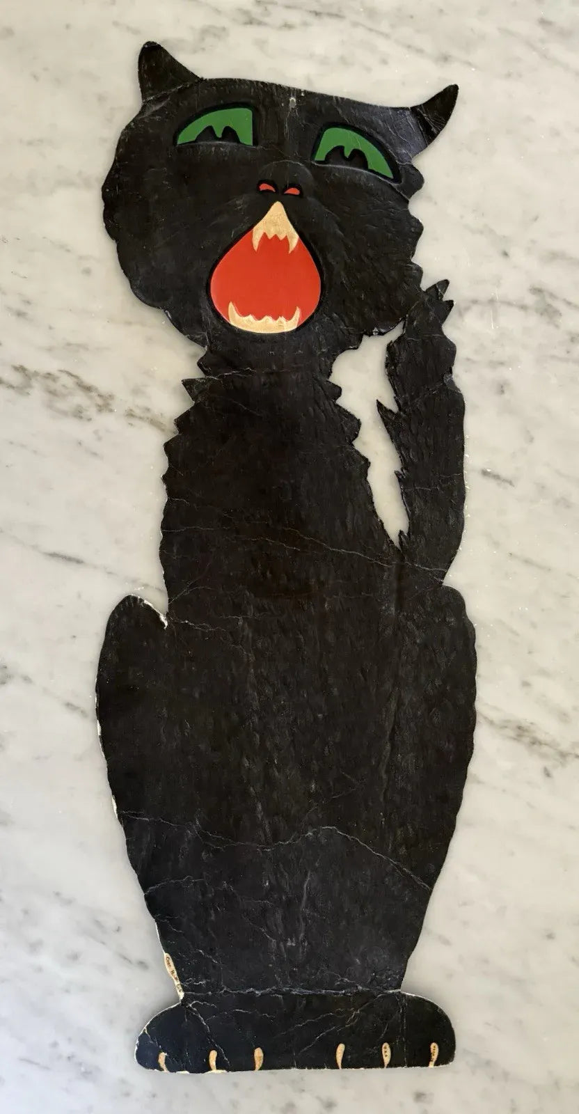 Antique H.E. Luhrs Embossed Die-Cut Scaredy Cat Halloween Decor RARE