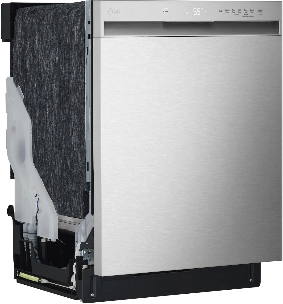 LG - 24 Front-Control Built-In Dishwasher with Stainless Steel Tub, QuadWash, 50 dBa - Stainless steel