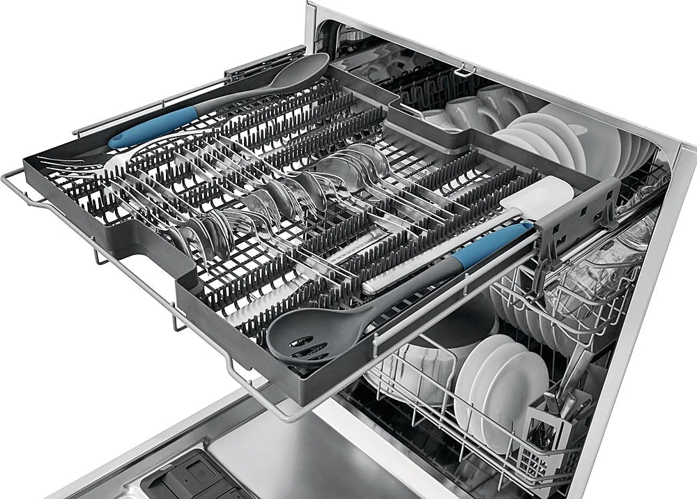 Frigidaire - 24 Top Control Built-In Dishwasher with Stainless Steel Tub, 3rd Rack, 49 dBA - Stainless steel