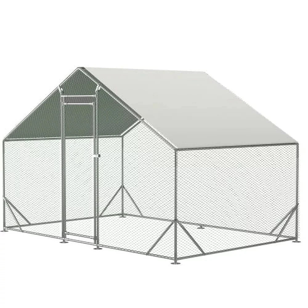 Large Metal Chicken Coop, Walk-in Chicken Run, Galvanized Wire Poultry Chicken Hen Pen Cage, Rabbits Duck Cages with Waterproof and Anti-Ultraviolet Cover for Outside(10' L x 6.6' W x 6.56' H)