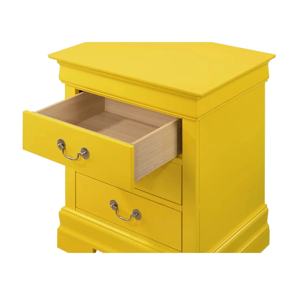 Passion Furniture Louis Philippe 3-Drawer Yellow Nightstand (29H x 16W x 21D)