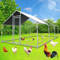 Large Metal Chicken Coop, Chicken Runs for Yard with Cover Walk-in Poultry Cage for 10 20 Chickens, Chicken Pen Duck Coop Hen House with Water-Resident Top and Feeding Door 19.2Lx9.84Wx6.6H FT