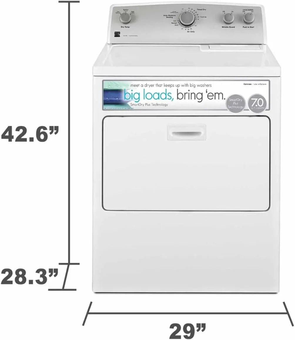 Kenmore 29 Front Load Electric Dryer with Wrinkle Guard and 7.0 Cubic Ft. Total Capacity, White