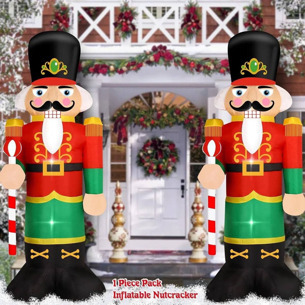 Christmas Inflatable Nutcracker Soldier Yard Decoration Lighted Blow Up Christmas Garden Lawn Decor 8 Feet (Nutcracker-3)