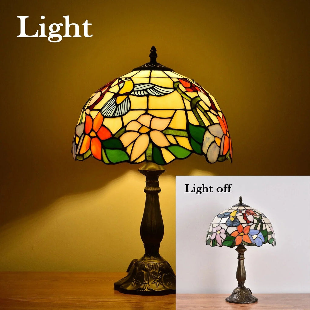 Tiffany Style Table Lamp Stained Glass Lamp Hummingbird Style Bedside Table Lamp Desk Reading Light 18 Tall Decor Bedroom Living Room Home Office