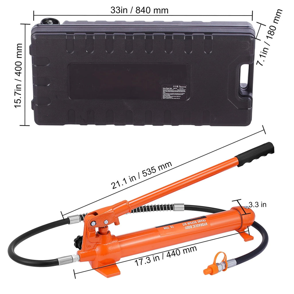 BENTISM 10 Ton Porta Power Kit Hydraulic Jack Air Pump Lift Ram All-In-One Portable Auto Body Frame Repair Power Tool