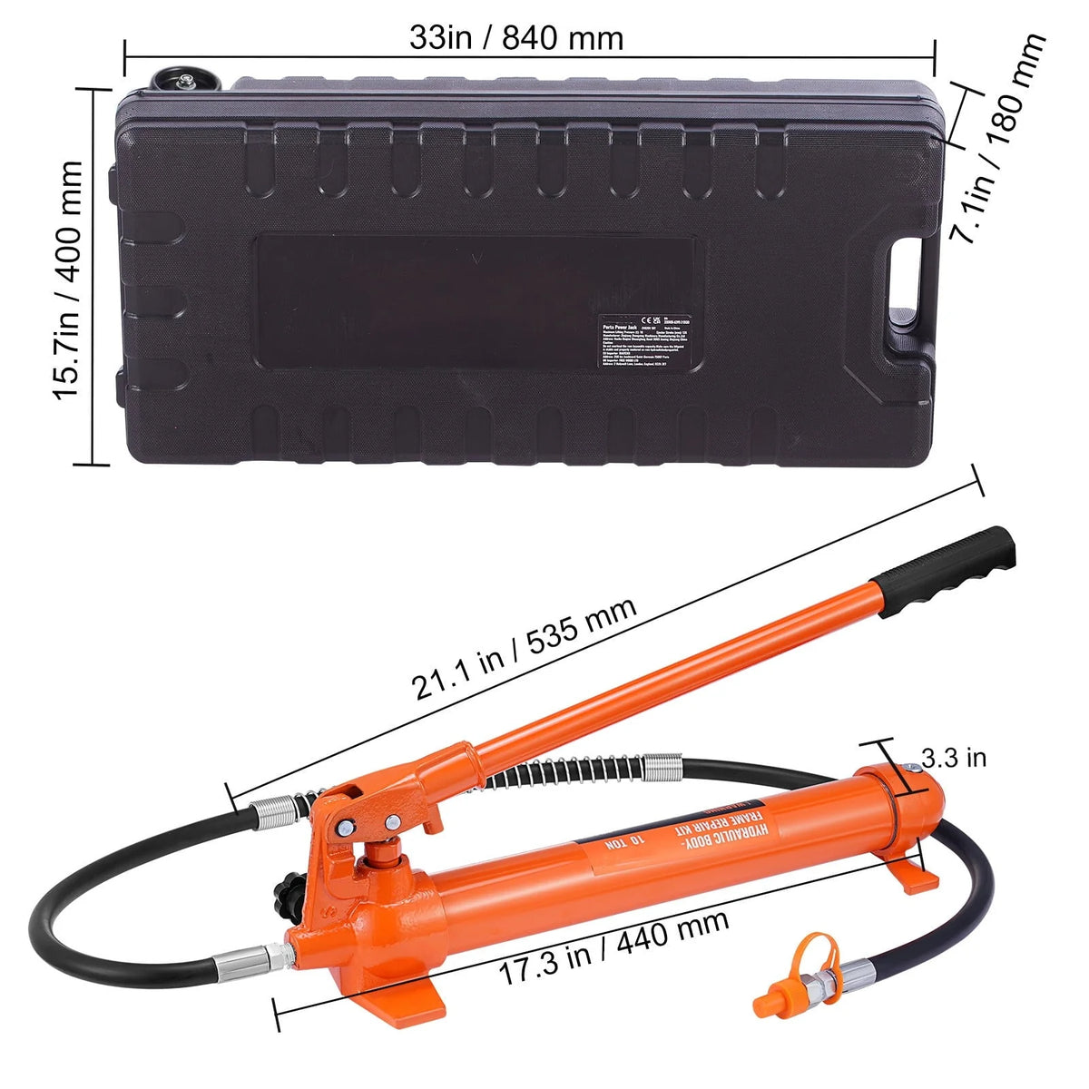 BENTISM 10 Ton Porta Power Kit Hydraulic Jack Air Pump Lift Ram All-In-One Portable Auto Body Frame Repair Power Tool