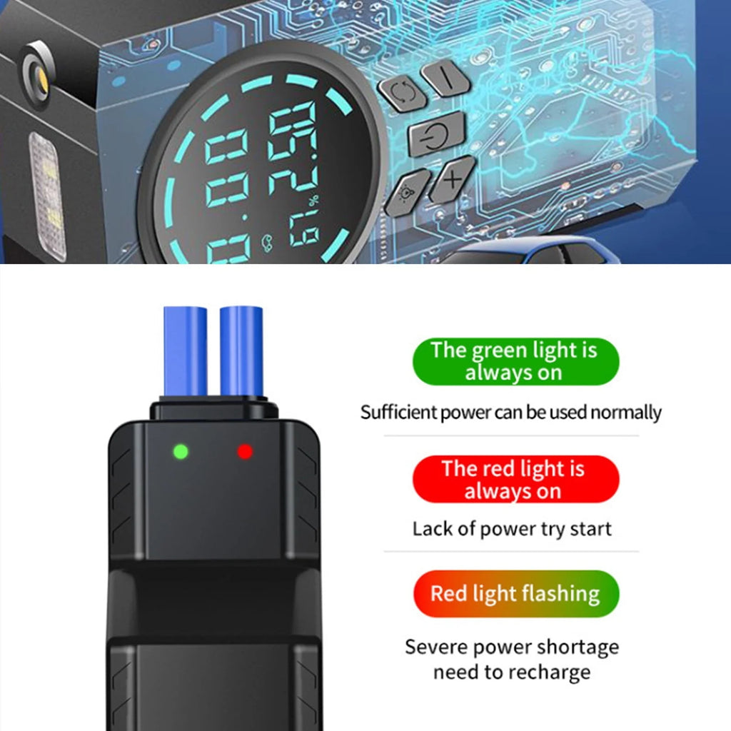 Aihimol Car Inflator Battery Jump 2-in-1 1000A Emergency Start Power Supply 12V Battery Pack Battery Booster Jump Box Portable Charger Jumper Cables LED Display Screen