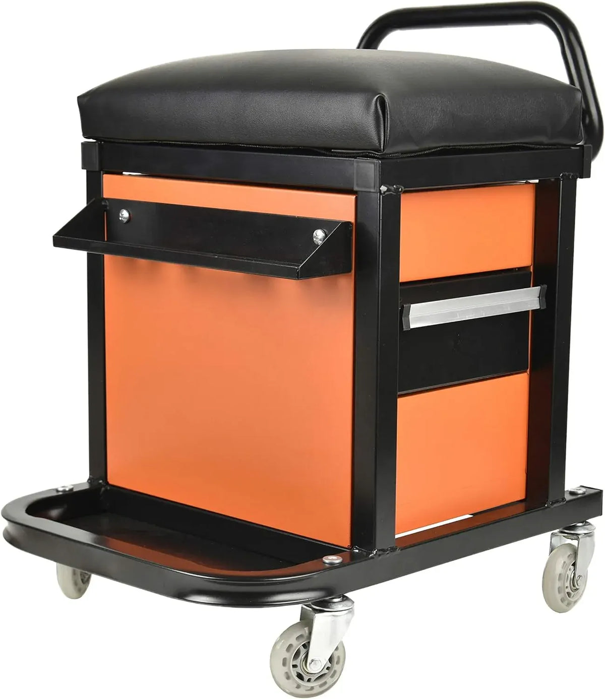 Eisen Rolling Tool Box with Seat, Mechanics Seat with Storage Drawers and 2-1/2 Swivel Casters, 300 lb. Capacity